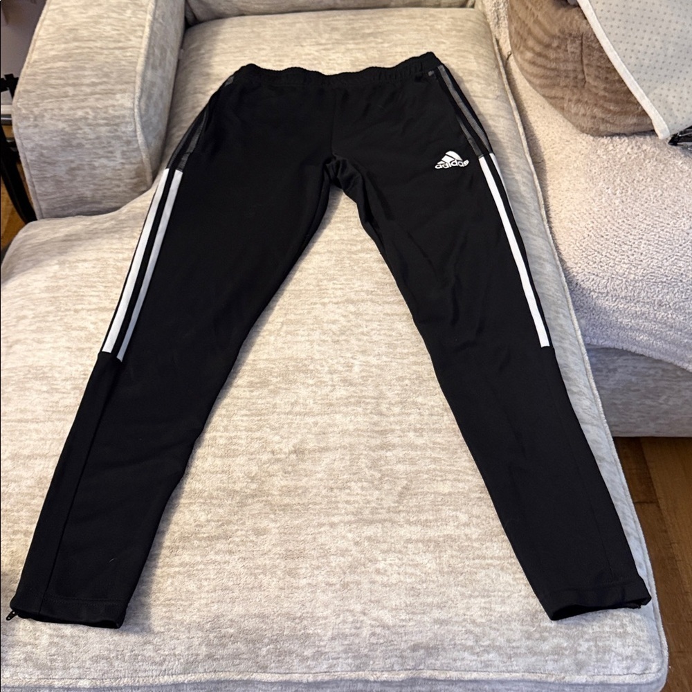 Adidas Black Joggers with White Accents